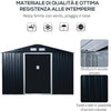 Casetta-da-Giardino-con-Base-e-Doppie-Porte-Scorrevoli-in-Lamiera-di-Acciaio,-Capanno-da-Giardino-in-Acciaio,-277x195x192cm,-Grigia-Scura-PL9845-031CGPL9