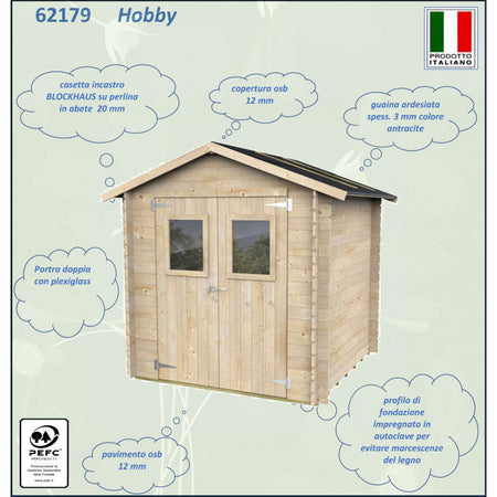 Casetta in legno con porta finestrata deposito da giardino "Made in Italy"