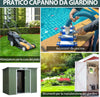Casetta-da-Giardino-in-Acciaio-con-Doppia-Porta-Scorrevole-e-Prese-d'Aria,-213x130x173-cm,-Verde-HF3845-390HF3