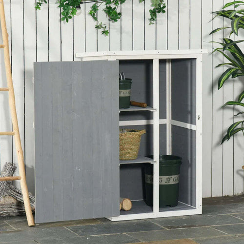 Casetta-da-Giardino-in-Legno-con-Tetto-Impermeabile,-Armadio-Porta-Attrezzi-da-Esterno-con-2-Mensole,-75x56x115cm-CF8845-292GYCF8