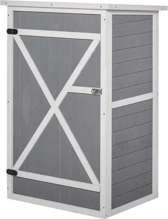 Casetta-da-Giardino-in-Legno-con-Tetto-Impermeabile,-Armadio-Porta-Attrezzi-da-Esterno-con-2-Mensole,-75x56x115cm-CF8845-292GYCF8