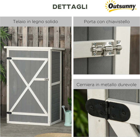Casetta-da-Giardino-in-Legno-con-Tetto-Impermeabile,-Armadio-Porta-Attrezzi-da-Esterno-con-2-Mensole,-75x56x115cm-CF8845-292GYCF8
