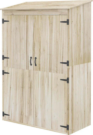Casetta-da-Giardino-in-Legno-di-Abete-con-2-Porte-e-Ripiani,-120x57x183cm,-Naturale-DR6845-888V00NDDR6