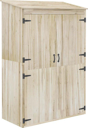 Casetta-da-Giardino-in-Legno-di-Abete-con-2-Porte-e-Ripiani,-120x57x183cm,-Naturale-DR6845-888V00NDDR6