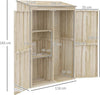 Casetta-da-Giardino-in-Legno-di-Abete-con-2-Porte-e-Ripiani,-120x57x183cm,-Naturale-DR6845-888V00NDDR6