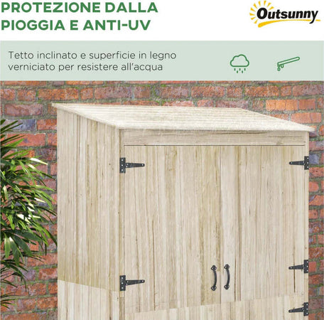 Casetta-da-Giardino-in-Legno-di-Abete-con-2-Porte-e-Ripiani,-120x57x183cm,-Naturale-DR6845-888V00NDDR6