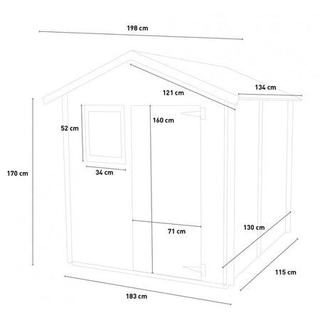 Casetta in legno con porta finestrata deposito da giardino "Made in Italy" 198 x 130 x h 205 cm