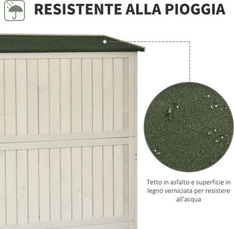 Casetta-da-Giardino-Legno-con-Porta-Doppia,-Mensole-e-Finestre,-127.5x50x164cm-HG4845-210GYHG4