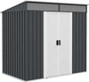 Casetta-da-Giardino-Porta-Attrezzi-con-4-Finestre-e-2-Ganci,-in-Acciaio-Zincato,-195x122x181.5-cm,-Grigio-SP284H-006V00CGSP2