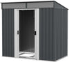 Casetta-da-Giardino-Porta-Attrezzi-con-4-Finestre-e-2-Ganci,-in-Acciaio-Zincato,-195x122x181.5-cm,-Grigio-SP284H-006V00CGSP2