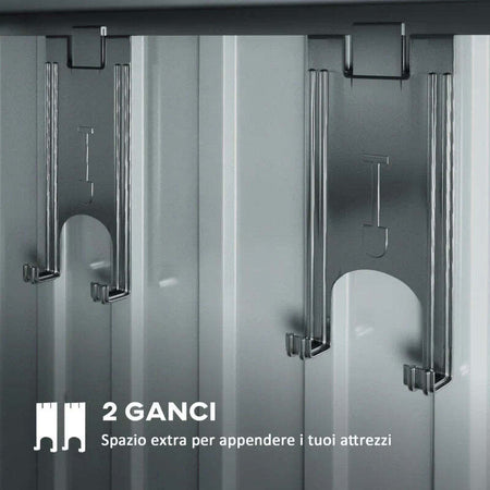 Casetta-da-Giardino-Porta-Attrezzi-con-4-Finestre-e-2-Ganci,-in-Acciaio-Zincato,-195x122x181.5-cm,-Grigio-SP284H-006V00CGSP2