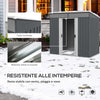 Casetta-da-Giardino-Porta-Attrezzi-con-4-Finestre-e-2-Ganci,-in-Acciaio-Zincato,-195x122x181.5-cm,-Grigio-SP284H-006V00CGSP2