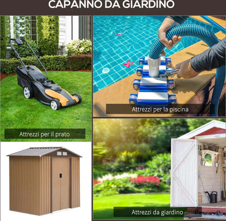 Casetta-da-Giardino-Porta-Attrezzi-con-4-Finestre-e-2-Ganci,-in-Acciaio-Zincato,-195x122x181.5-cm,-Grigio-SP284H-006V00CGSP2