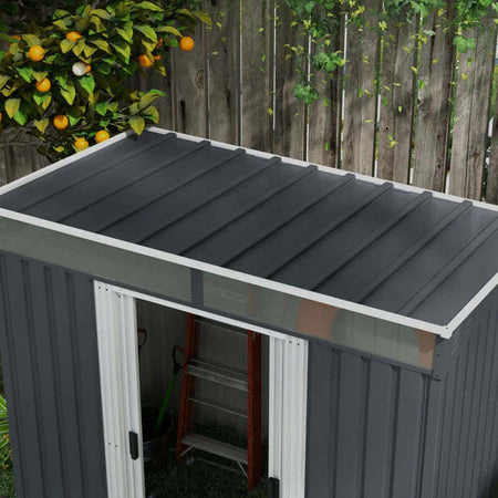 Casetta-da-Giardino-Porta-Attrezzi-con-4-Finestre-e-2-Ganci,-in-Acciaio-Zincato,-195x122x181.5-cm,-Grigio-SP284H-006V00CGSP2