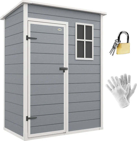 Casetta-da-Giardino-Porta-Attrezzi-con-Porta-Bloccabile,-Finestra-e-Presa-d'Aria,-Grigio-HN7845-954V00GYHN7