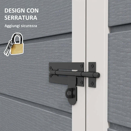 Casetta-da-Giardino-Porta-Attrezzi-con-Porta-Bloccabile,-Finestra-e-Presa-d'Aria,-Grigio-HN7845-954V00GYHN7