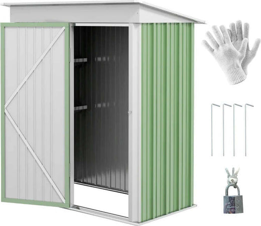 Casetta-da-Giardino-Porta-Attrezzi-in-Acciaio-con-Porta-Bloccabile,-161x95x163/181cm,-Verde-GB6845-840V00YGGB6