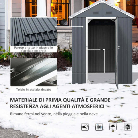 Casetta-da-Giardino-Porta-Attrezzi-in-Acciaio-Zincato-e-PP-con-Finestra,-259x172x222-cm,-Grigia-e-Bianca-FG6845-331V03CGFG6