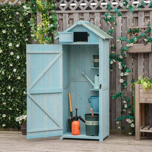 Casetta-da-Giardino-Porta-Attrezzi-in-Legno-con-3-Ripiani,-77x54.2x179cm,-Blu-ZX4845-209V01BUZX4