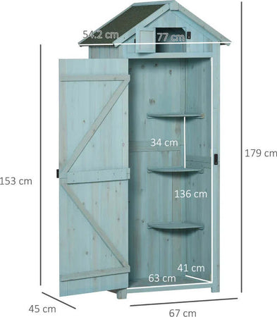 Casetta-da-Giardino-Porta-Attrezzi-in-Legno-con-3-Ripiani,-77x54.2x179cm,-Blu-ZX4845-209V01BUZX4