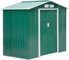 Casetta-da-Giardino-Porta-Utensili-in-Lamiera-con-Porte-Scorrevoli,-213x130x185cm,-Verde-ER8845-030GNER8