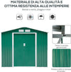 Casetta-da-Giardino-Porta-Utensili-in-Lamiera-con-Porte-Scorrevoli,-213x130x185cm,-Verde-ER8845-030GNER8