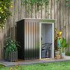 Casetta-da-Giardino-Porta-Utensili-in-Lamiera-di-Acciaio,-Capanno-da-Giardino-in-Acciaio-con-Porte-Scorrevoli,-163x89x182cm,-Nero-XC1845-423XC1