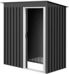Casetta-da-Giardino-Porta-Utensili-in-Lamiera-di-Acciaio,-Capanno-da-Giardino-in-Acciaio-con-Porte-Scorrevoli,-163x89x182cm,-Nero-XC1845-423XC1