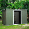 Casetta-da-Giardino-Porta-Utensili-in-Lamiera-di-Acciaio,-Capanno-da-Giardino-in-Acciaio-con-Porte-Scorrevoli,-280x130x172cm,-Verde-Chiaro-LK4845-032GNLK4