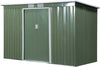Casetta-da-Giardino-Porta-Utensili-in-Lamiera-di-Acciaio,-Capanno-da-Giardino-in-Acciaio-con-Porte-Scorrevoli,-280x130x172cm,-Verde-Chiaro-LK4845-032GNLK4