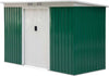Casetta-da-Giardino-Porta-Utensili-in-Lamiera-di-Acciaio-con-Porte-Scorrevoli,-280x130x172cm,-Verde-Scuro-KJ2845-032KJ2