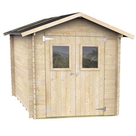 Casetta in legno con doppia porta e finestra deposito da giardino per attrezzi "Made in Italy" 198 x 198 x h 215 cm