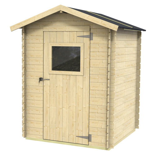 Casetta in legno con porta finestrata deposito da giardino per attrezzi Made in Italy 146 x 130 x h 194 cm