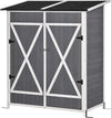 Casetta-in-Legno-da-Giardino-con-2-Ante,-Armadio-da-Esterno-Porta-Attrezzi-da-Giardino-con-uno-Sgabello,-139x75x147/160cm-DF5845-353V01DF5