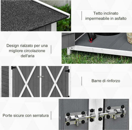 Casetta-in-Legno-da-Giardino-con-2-Ante,-Armadio-da-Esterno-Porta-Attrezzi-da-Giardino-con-uno-Sgabello,-139x75x147/160cm-DF5845-353V01DF5