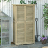 Casetta-in-Legno-da-Giardino-con-Tetto-Impermeabile,-Armadio-da-Esterno-Porta-Attrezzi-da-Giardino-con-4-Scompartimenti,-87x46.5x160cm-ZX2845-215GYZX2