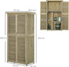 Casetta-in-Legno-da-Giardino-con-Tetto-Impermeabile,-Armadio-da-Esterno-Porta-Attrezzi-da-Giardino-con-4-Scompartimenti,-87x46.5x160cm-ZX2845-215GYZX2