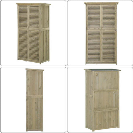 Casetta-in-Legno-da-Giardino-con-Tetto-Impermeabile,-Armadio-da-Esterno-Porta-Attrezzi-da-Giardino-con-4-Scompartimenti,-87x46.5x160cm-ZX2845-215GYZX2