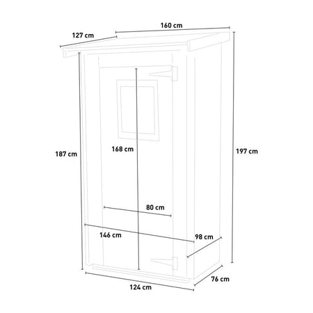 Casetta in legno con porta finestrata deposito da giardino monofalda "Made in Italy"