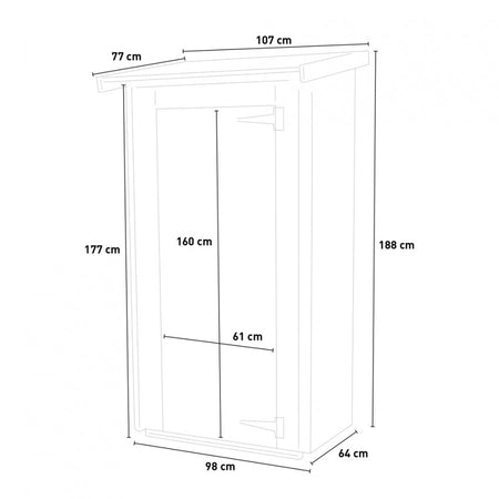 Casetta in legno con porta finestrata deposito da giardino per attrezzi "Made in Italy" 98 x 64 x h 188 cm