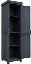 Casetta-Porta-Attrezzi-a-3-Ripiani-in-Legno-da-Abete-con-Tetto-in-Metallo,-45x45x160-cm,-Grigio-BN884H-019V00GYBN8