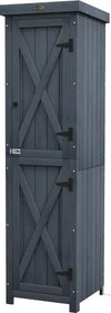 Casetta-Porta-Attrezzi-a-3-Ripiani-in-Legno-da-Abete-con-Tetto-in-Metallo,-45x45x160-cm,-Grigio-BN884H-019V00GYBN8