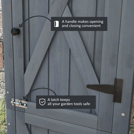 Casetta-Porta-Attrezzi-a-3-Ripiani-in-Legno-da-Abete-con-Tetto-in-Metallo,-45x45x160-cm,-Grigio-BN884H-019V00GYBN8