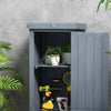 Casetta-Porta-Attrezzi-a-3-Ripiani-in-Legno-da-Abete-con-Tetto-in-Metallo,-45x45x160-cm,-Grigio-BN884H-019V00GYBN8