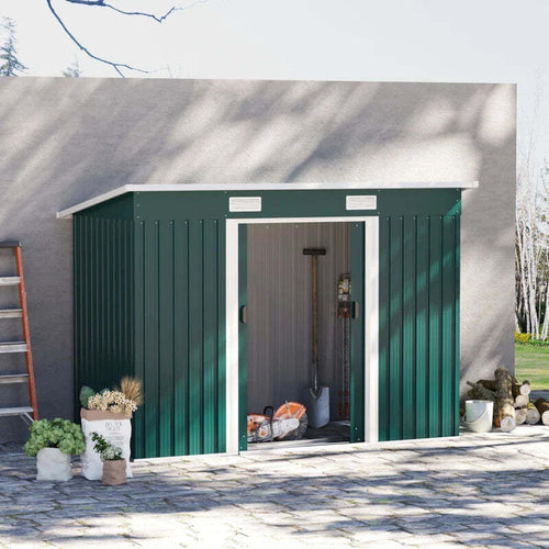 Casetta-Porta-Attrezzi-in-Acciaio,-Capanno-da-Giardino-con-2-Porte-Scorrevoli,-261x133x182cm-DF7845-079V01DF7