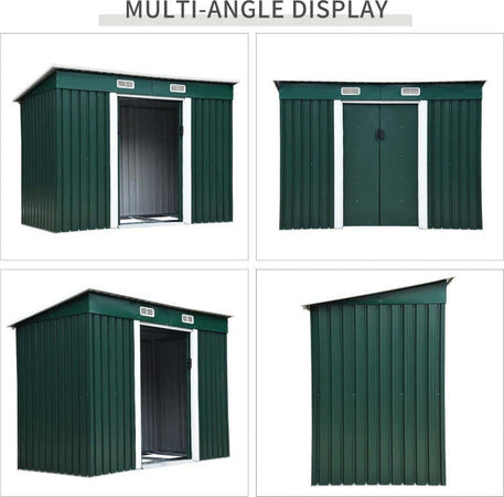 Casetta-Porta-Attrezzi-in-Acciaio,-Capanno-da-Giardino-con-2-Porte-Scorrevoli,-261x133x182cm-DF7845-079V01DF7