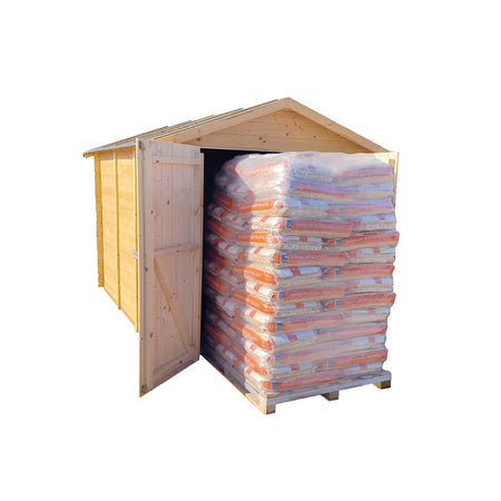 Casetta in legno deposito per stoccaggio 2 bancali di pellets "Made in Italy"  178 x 273 x h 226 cm