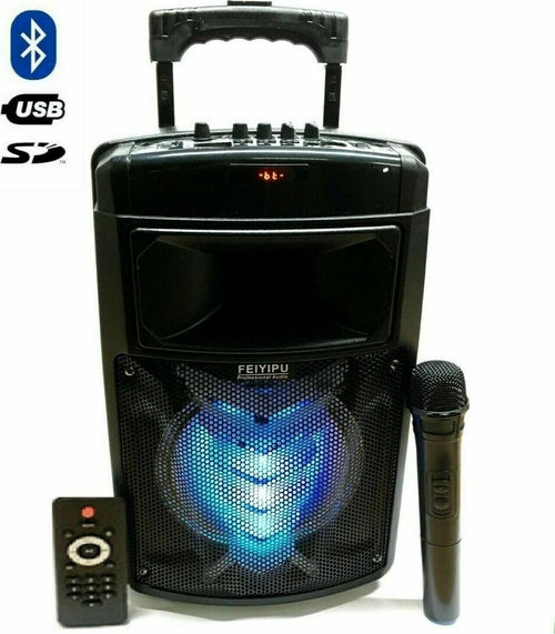 CASSA-ACUSTICA-AMPLIFICATA-RICARICABILE-TROLLEY-KARAOKE-CON-MICROFONO-2000-WATT