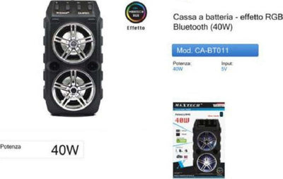 Cassa Bluetooth A Batteria Altoparlante Speaker 40 Watt Portatile Rgb Ca-bt011 Elettronica e telefonia > Accessori Audio e Video > Casse Portatili Trade Shop italia - Napoli, Commerciovirtuoso.it
