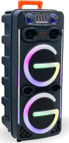 CASSA-KARAOKE-Altoparlante-Bluetooth-Wireless-multifunzione-doppio-8-pollici-con-microfono-SENZA-FILI-telecomando-LUCI-LED-RGB